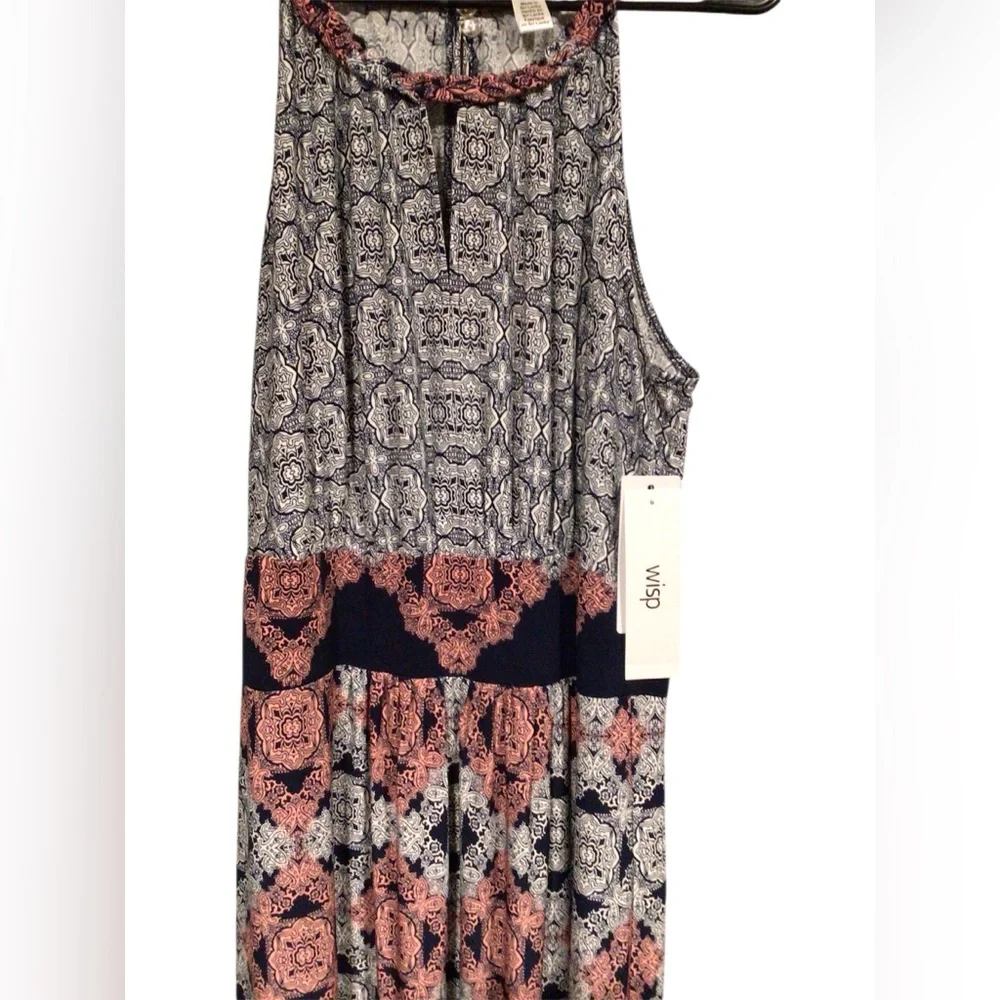 Wisp Dress Black Pink Women's Long Maxi Dress Geometric Halter Neck Size 14 - Picture 3 of 4
